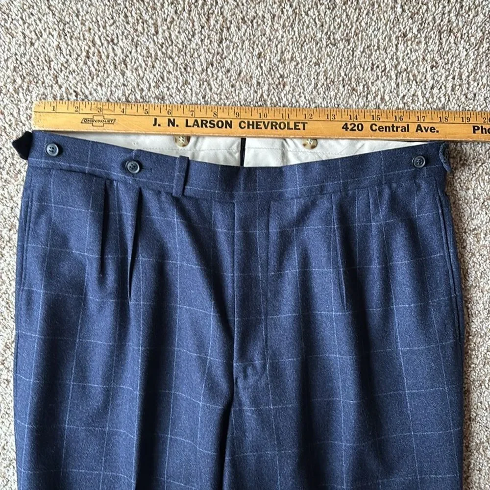 *Luxury* Paul Stuart Navy Windowpane Check Wool Flannel 2 Btn Suit 42 L